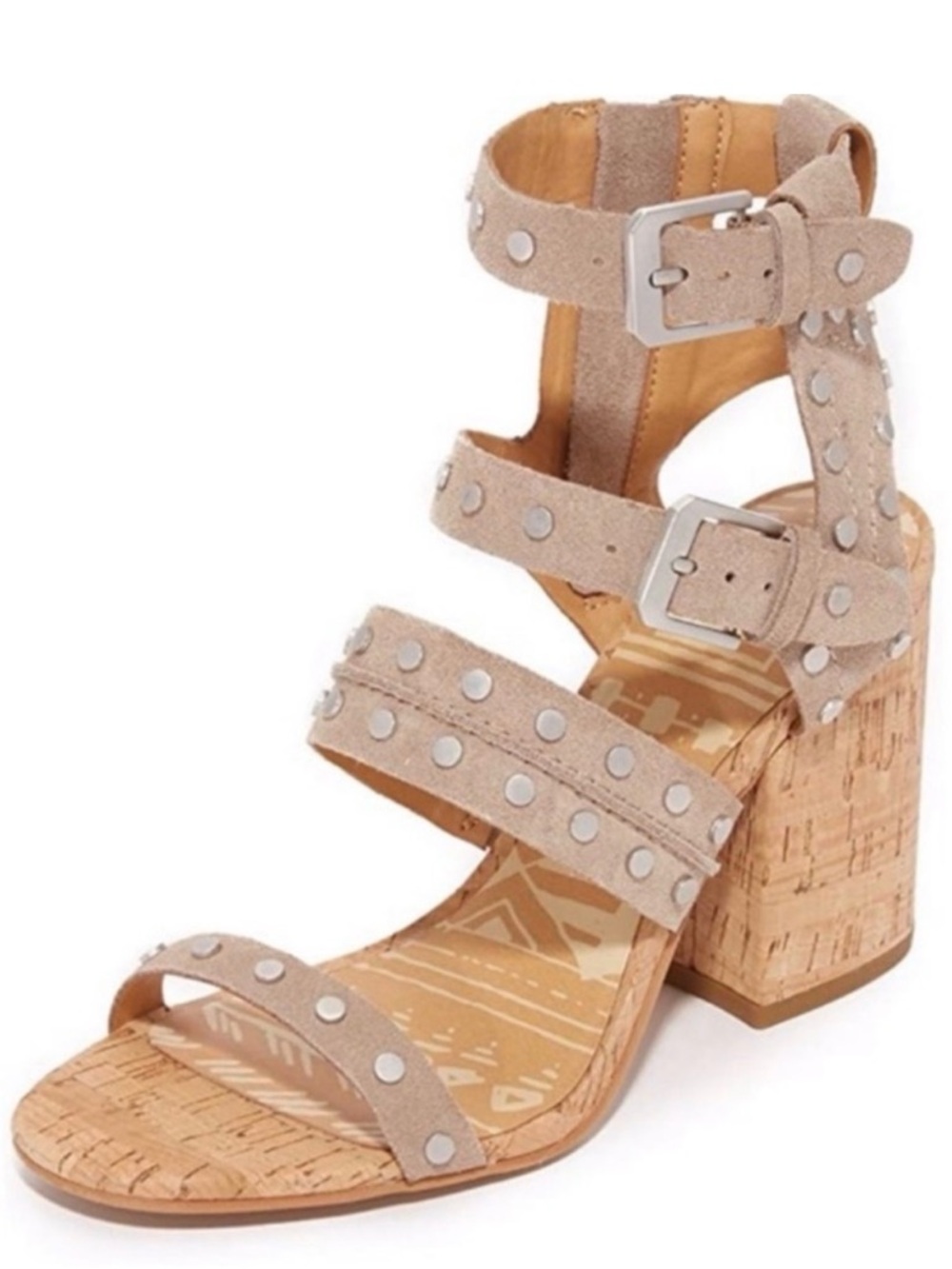 Dolce Vita Tan Studded Cork Block Heel Sandals
